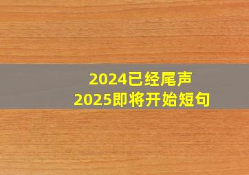 2024已经尾声 2025即将开始短句